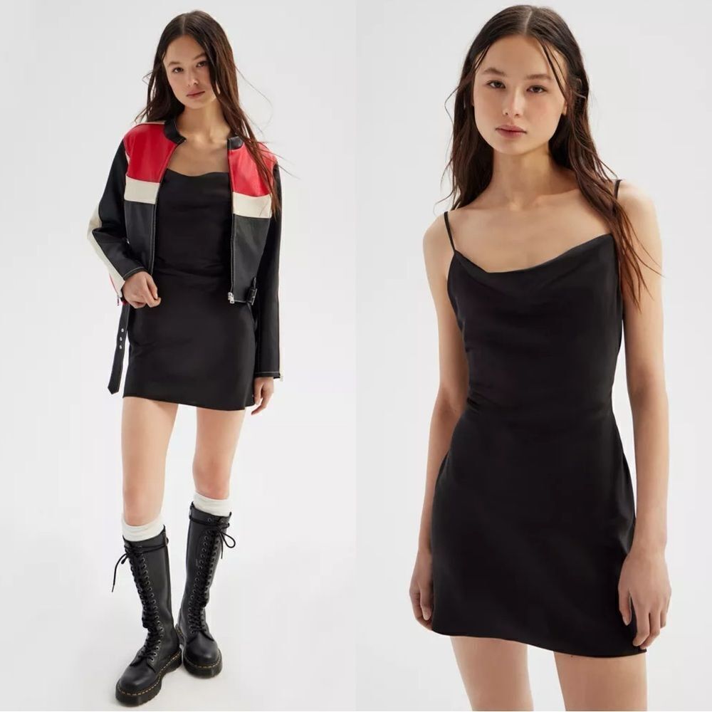 Urban Outfitters  Mallory Cowl Mini Black Slip Dress Size XS